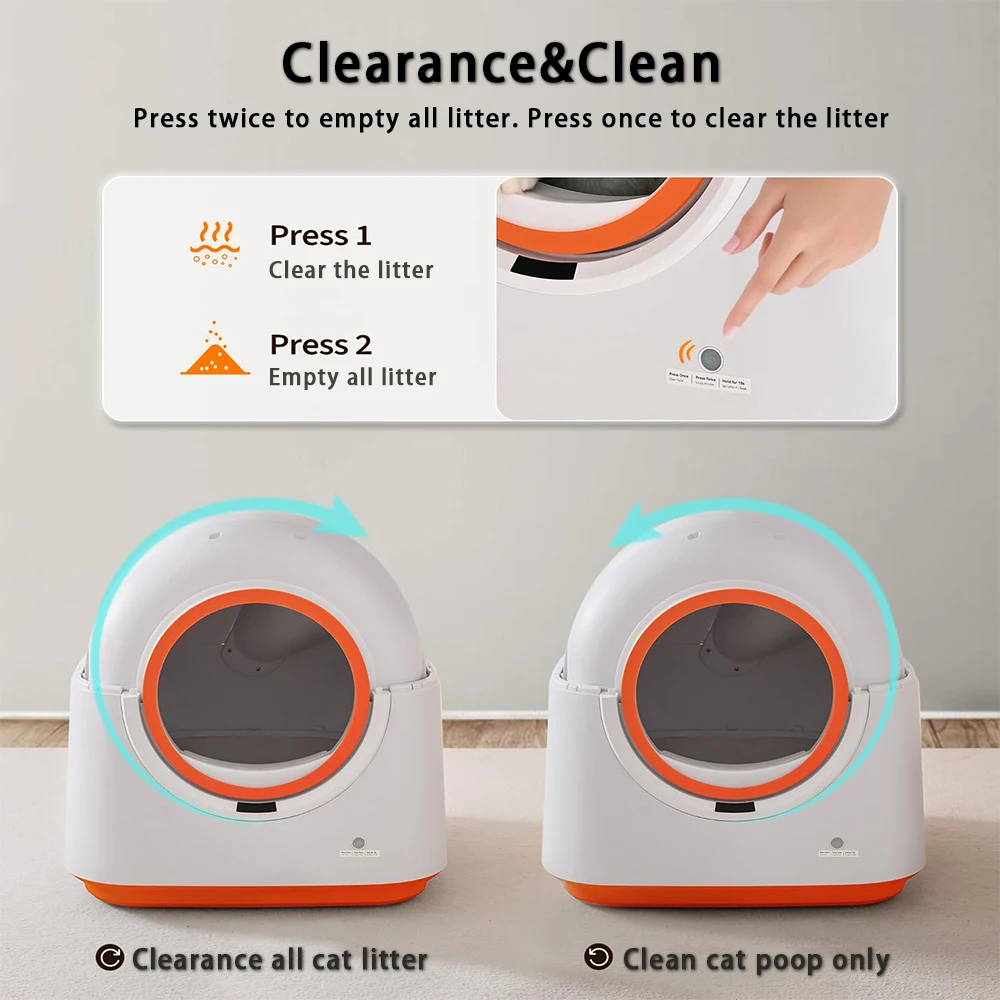 التلقائي التنظيف الذاتي الذكية صندوق نفايات القط سعة 60L APP التحكم مكافحة قرصة السلامة حر اليدين إزالة النفايات القطط ودية