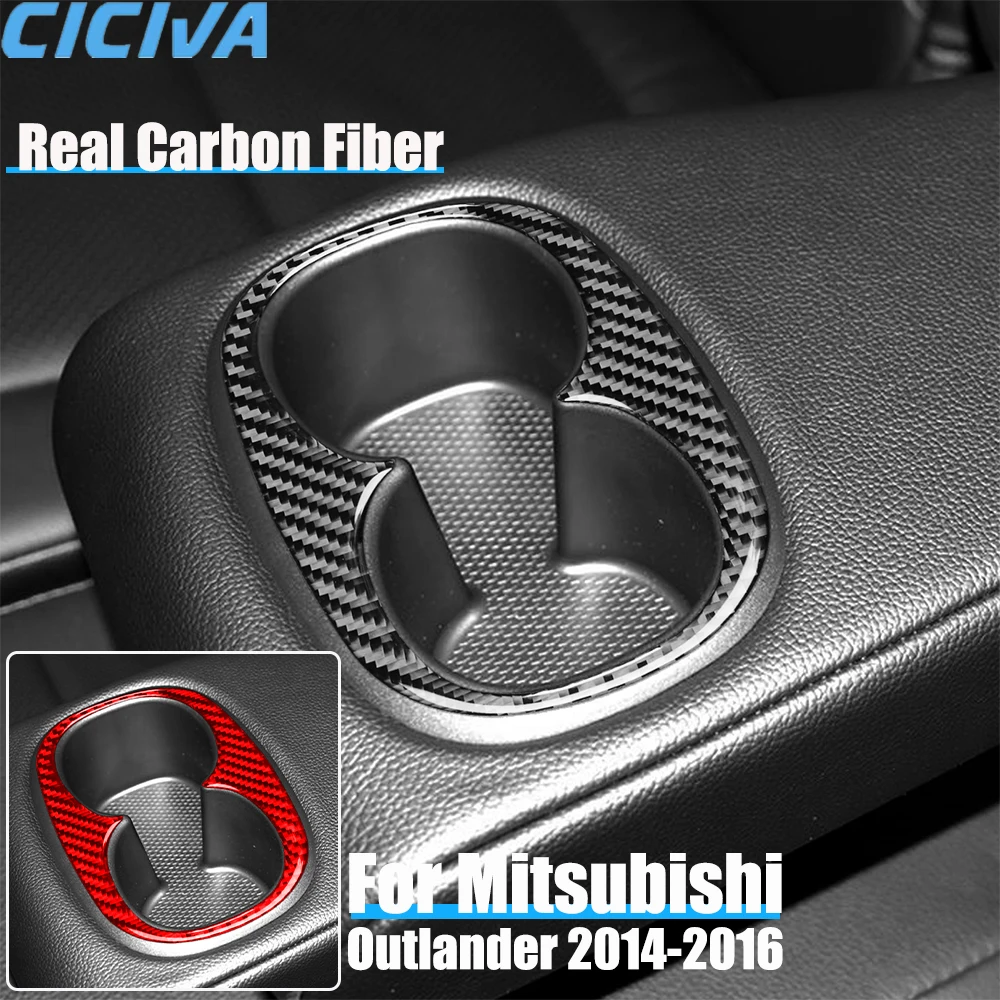 

Real Carbon Fiber Car Accessories Rear Cup Holder Trim Decorative Cover Soft Sticker For Mitsubishi Outlander 2014 2015 2016