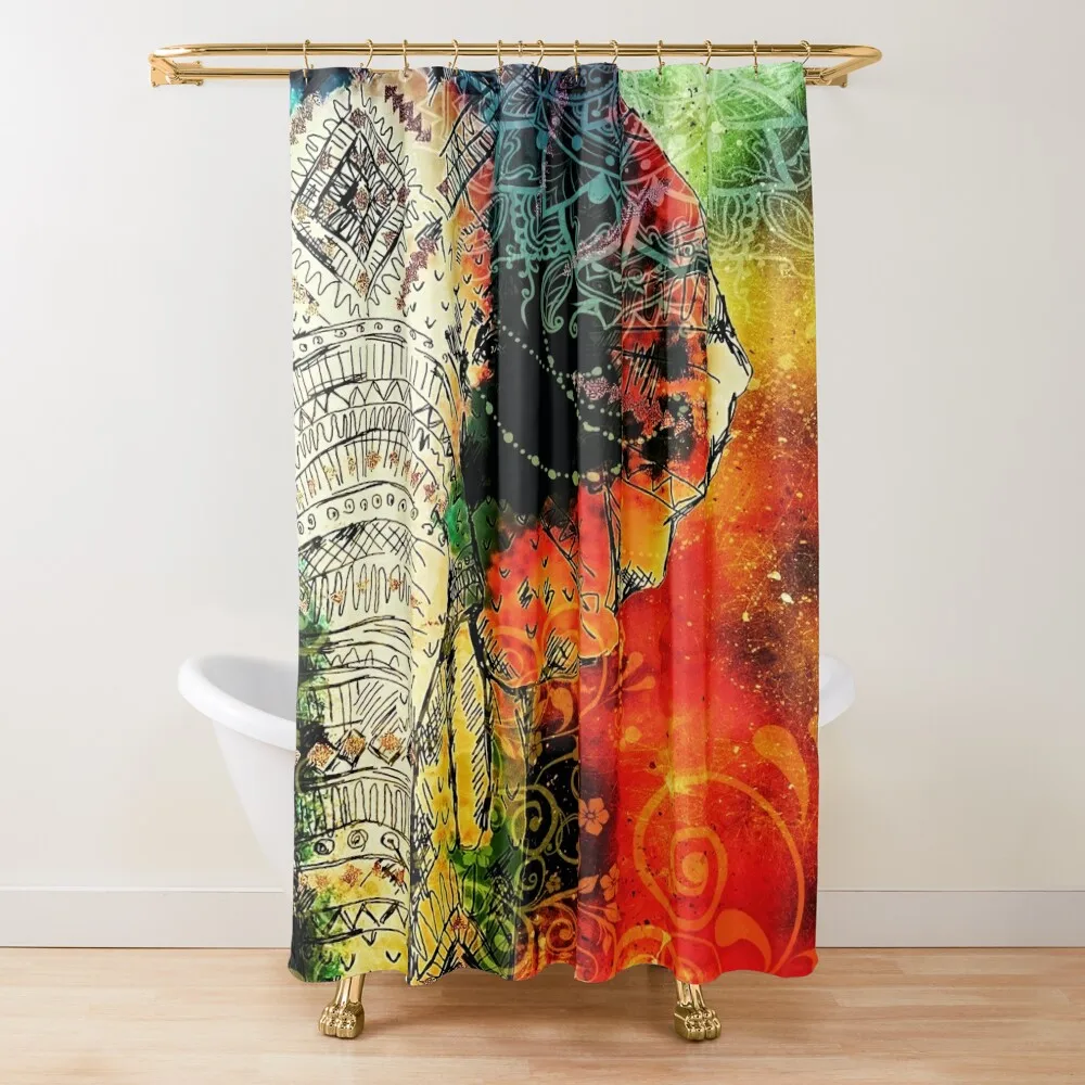 

Mandala Indian Elephant / Zen Yoga Elephant Mandala Shower Curtain Anti-Mold Waterproof Shower Bathtub Bathroom Decor Curtain
