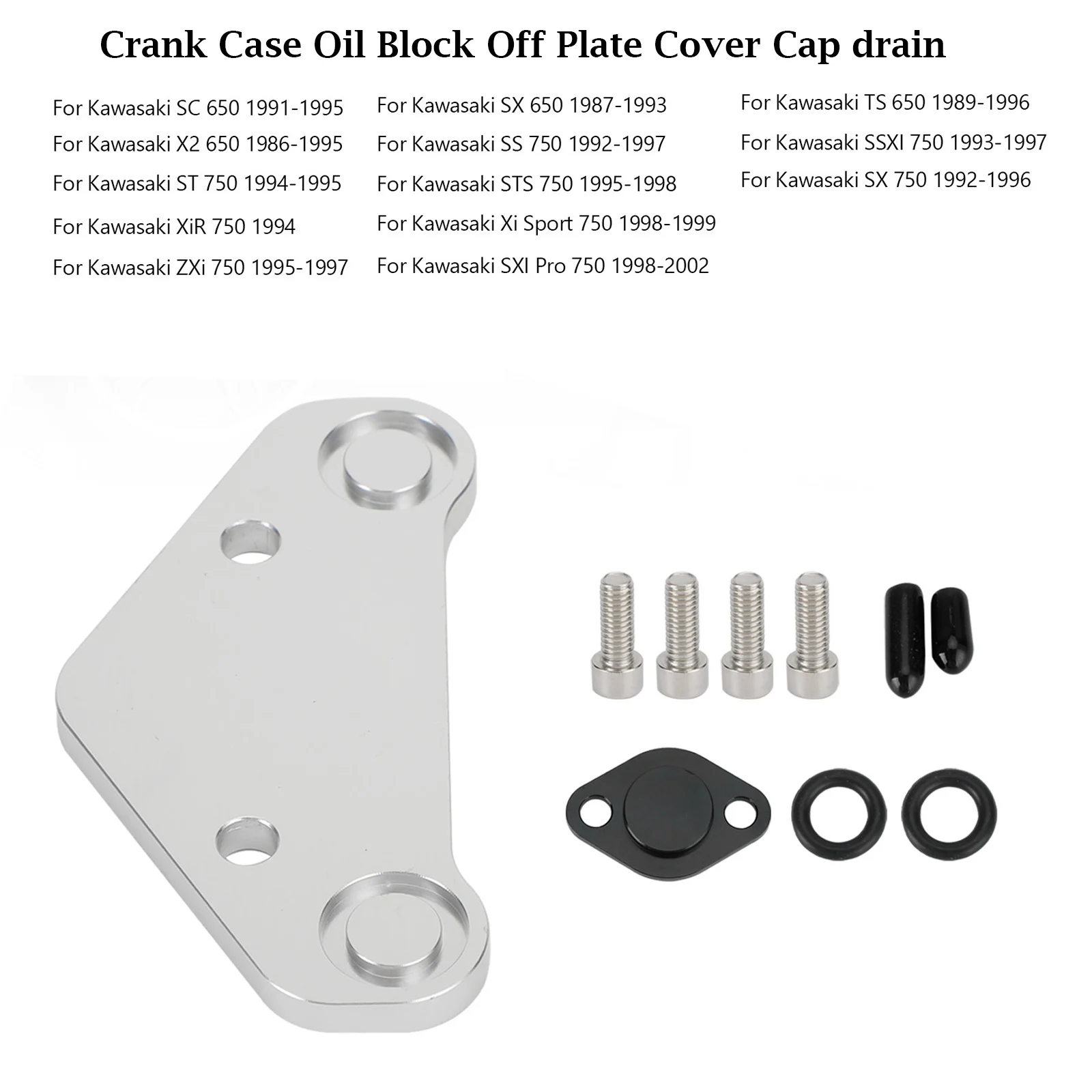 Artudatech Crank Case Oil Block Off Plate Cover Cap drain for Kawasaki 650 750  800 Watercraft