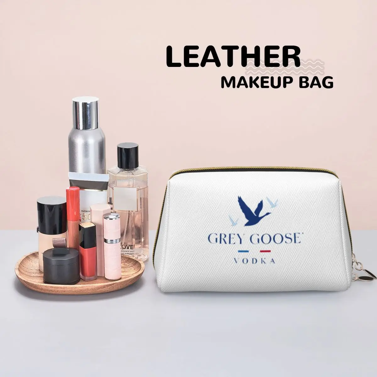 Grey Goose Vodka Women Cosmetic Bag Travel Makeup Organizer Pouch Toiletry Storage Dopp Kit Box