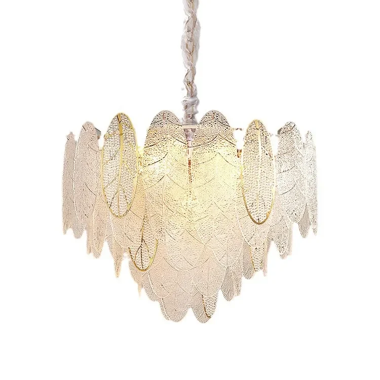 

Postmodern light luxury personalized glass chandelier French simple living room dining room decorative lamp