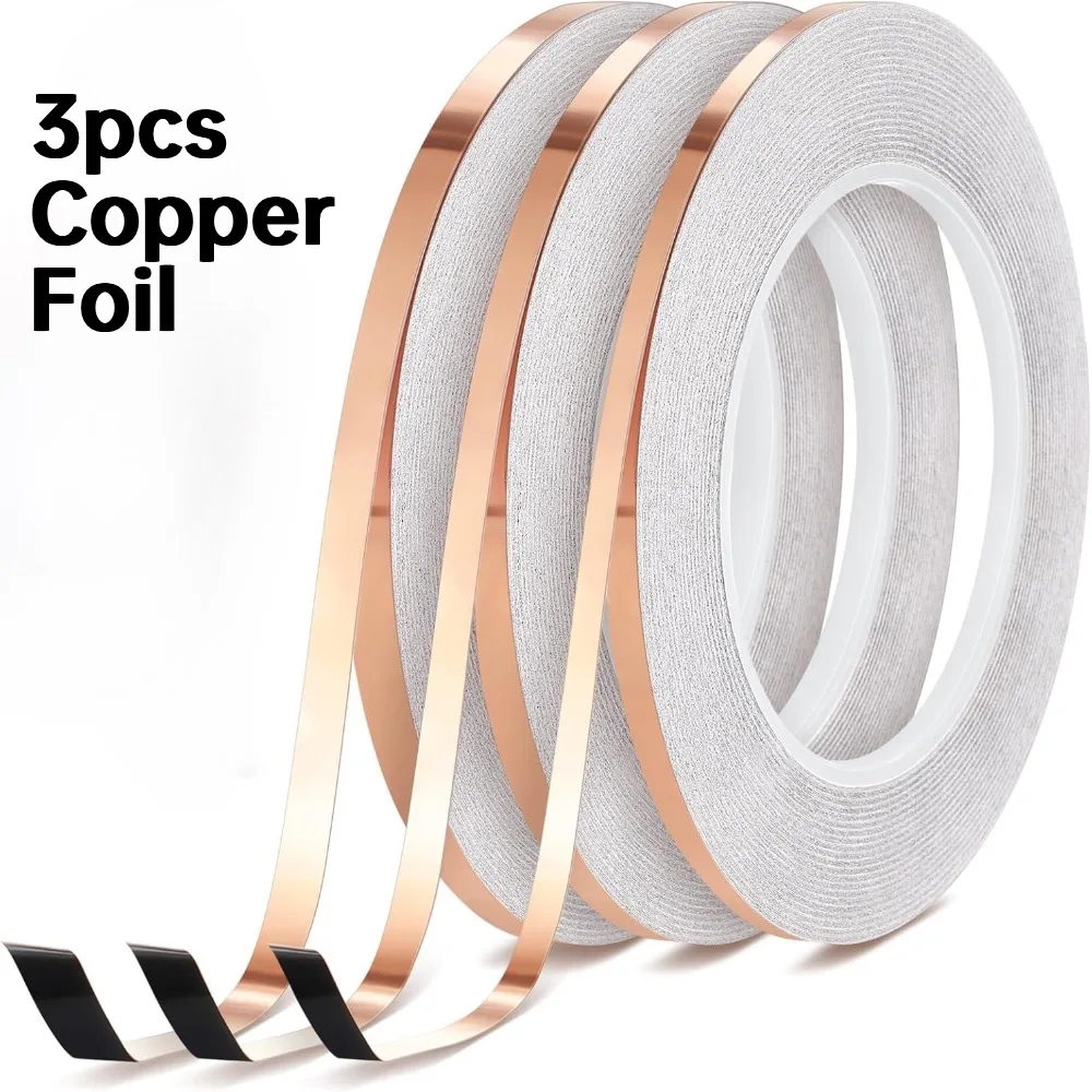 3pcs Black/Silver/Gold Backed Copper Foil for Stained Glass Hand Foiler Supplies Craft Art Tools