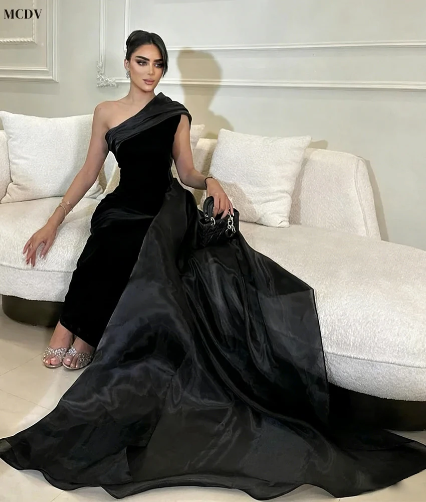 맞춤형 섹시한 져지 원숄더 이브닝 드레스 우아한 민소매 롱 파티 가운 맞춤 사이즈