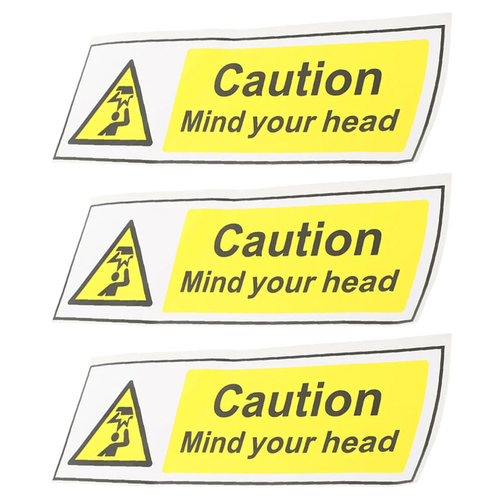 3 Pcs Decor Sticker Watch Your Head Caution Warning Low Overhead Clearance Labels Ceiling Stickers Decal Signs The