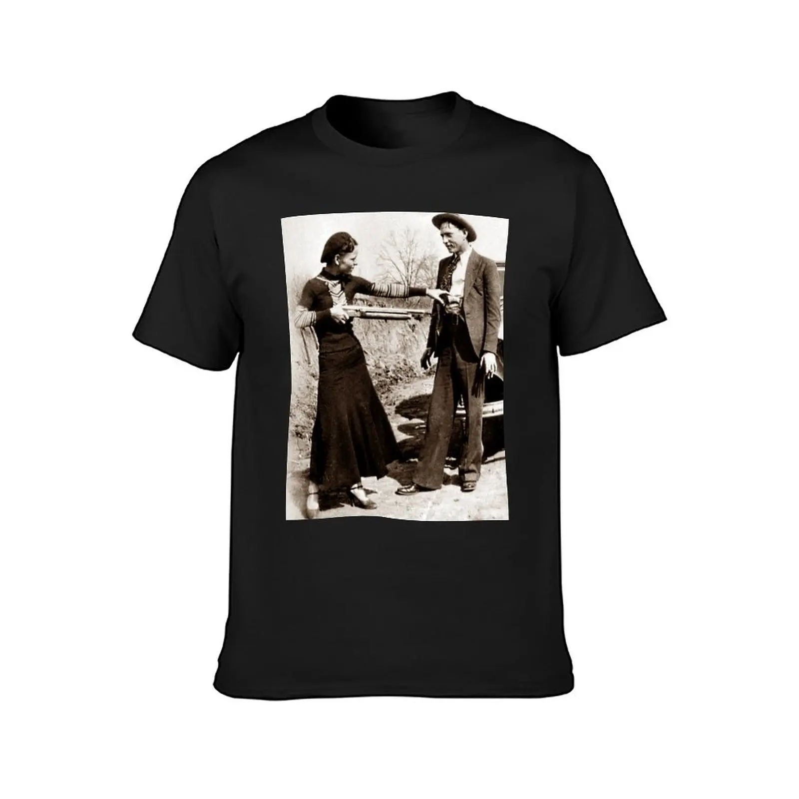 Bonnie and Clyde Fooling Around 1934 T-Shirt graphics anime clothes hippie clothes mens graphic t-shirts hip hop