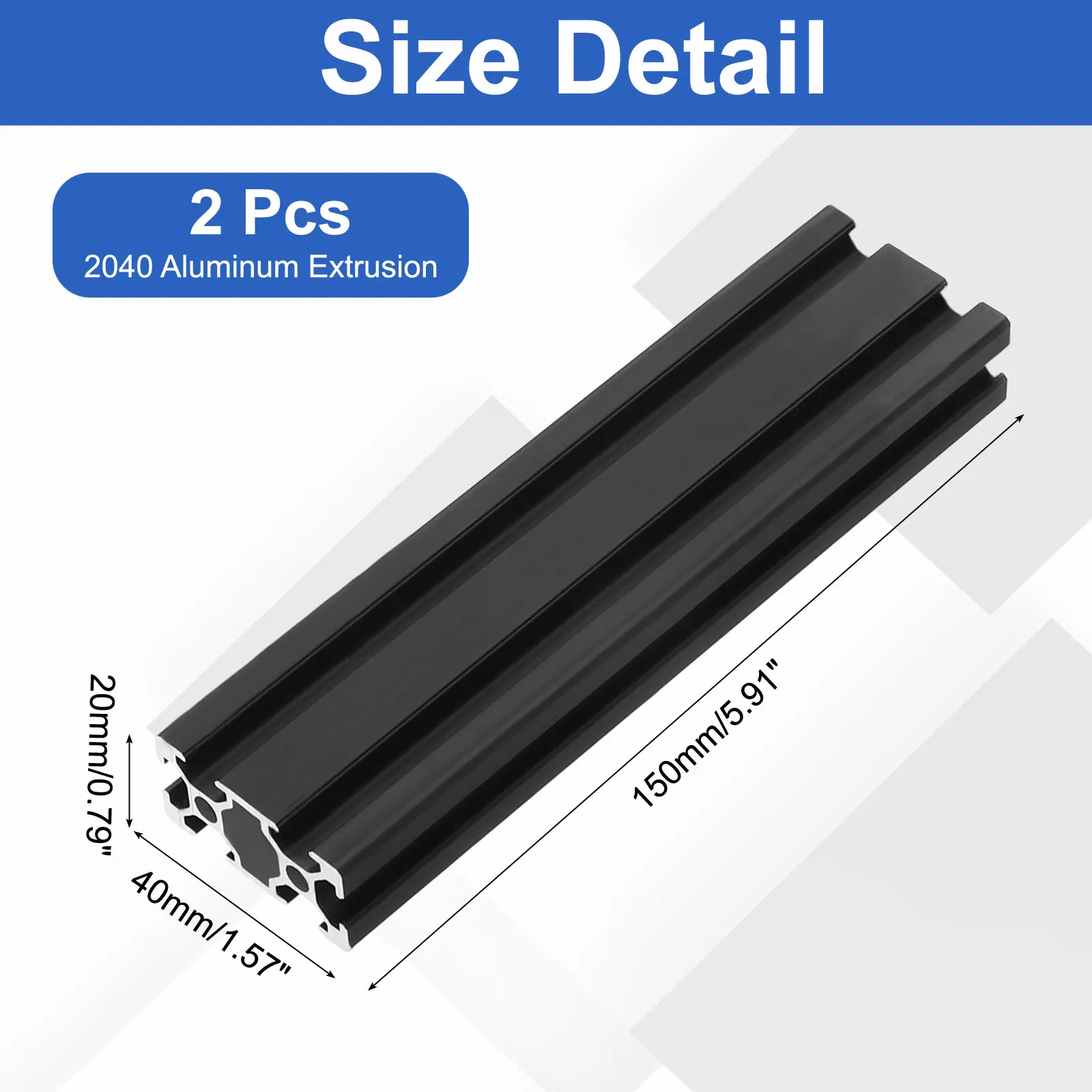 2Pcs 150-1220mm 2040 Aluminum Extrusion Profile V-Slot Linear Rail European Standard Anodized Linear Rail Guide for CNC Machines