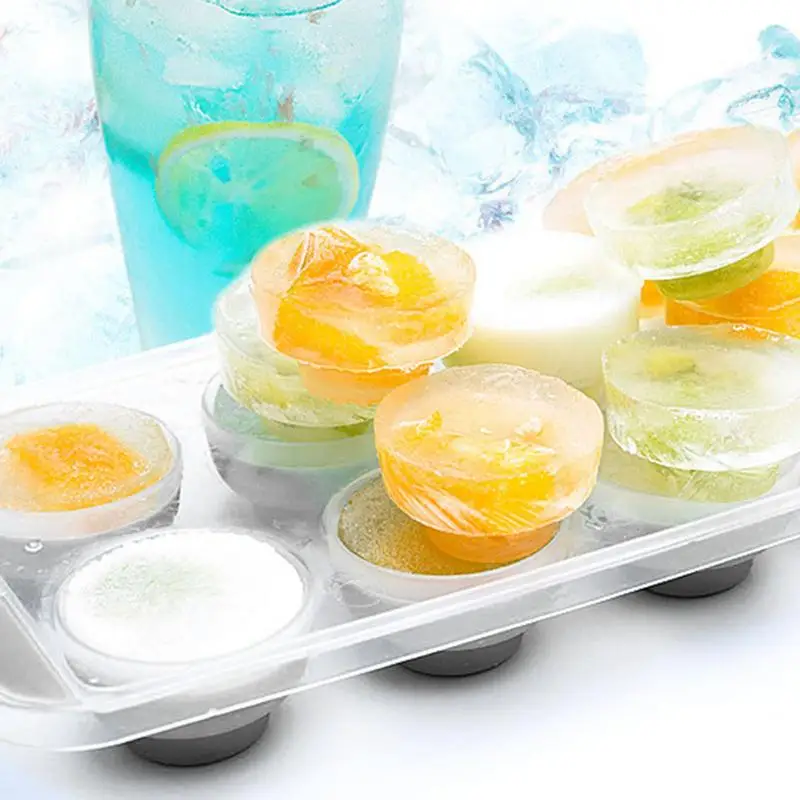 Stackable Ice Cube Trays 10 Grid Silicone Foldable Ice Cubes Maker Mold with Lid Easy Release Ice Molds Ice Cube Freezer Trays