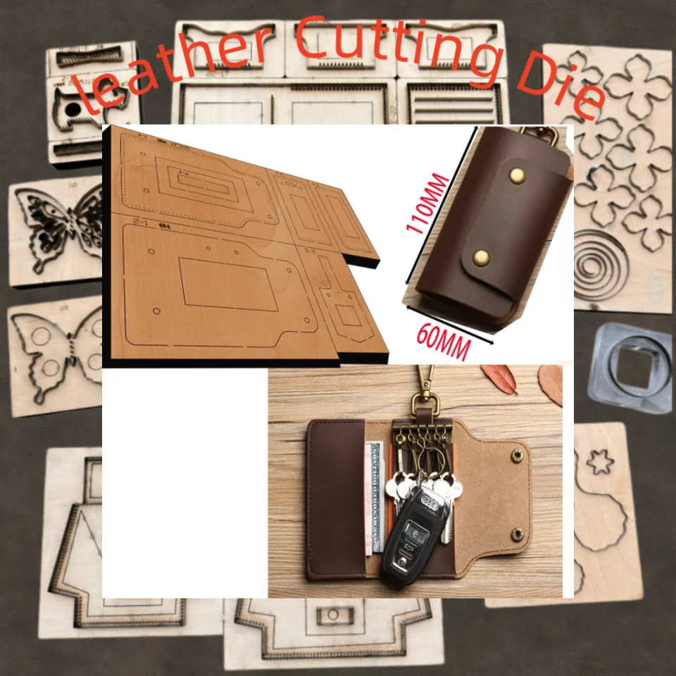 Wooden Cutting Die Key Bag Mold, DIY Handmade Leather Craft Punch Tool Compatible with Most Manual Die Cut