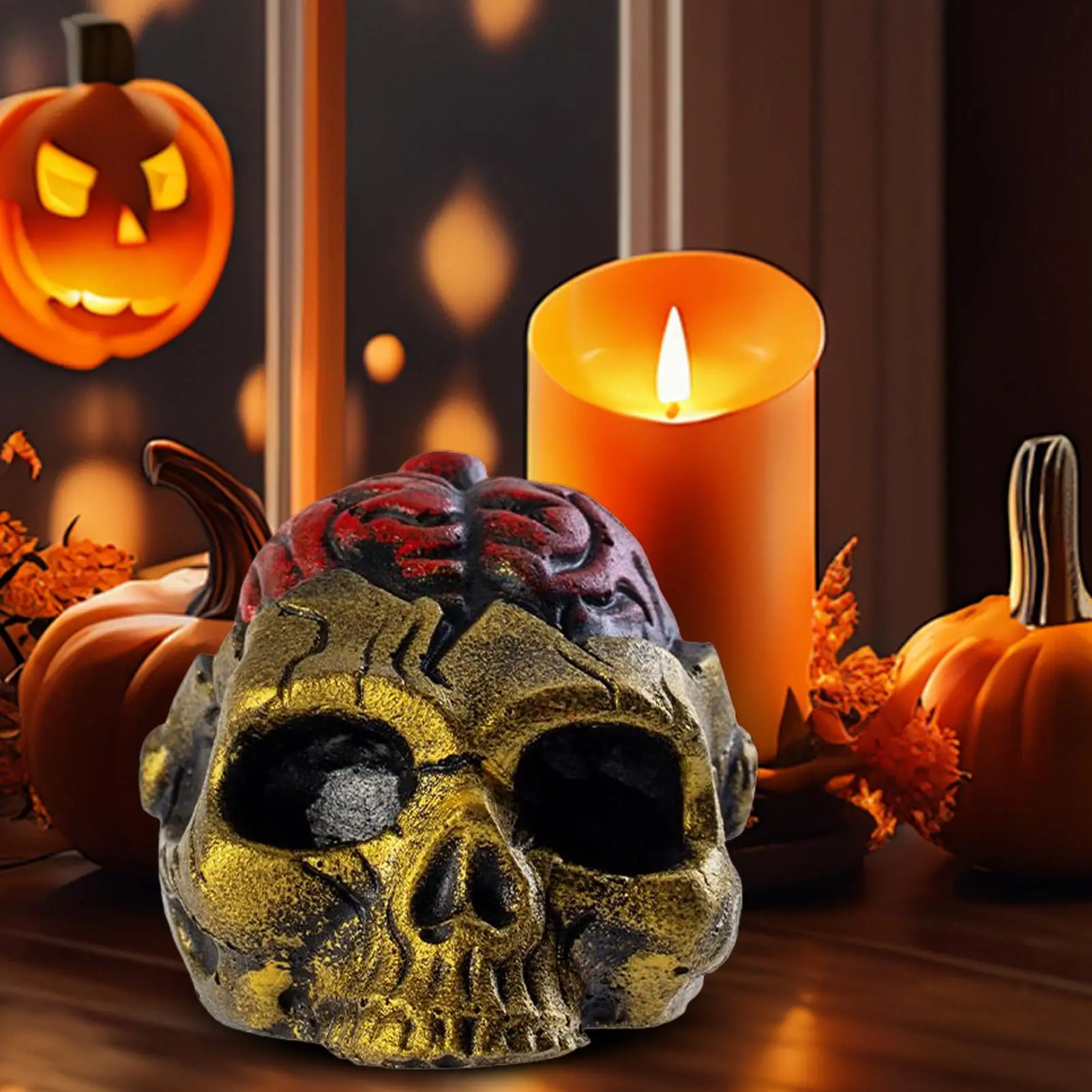 นกหวีดผีฮาโลวีนหัวโครงกระดูกตกแต่งการออกแบบสมองน่ากลัวเล่นตลกเครื่องมือเตือนสำหรับเยาวชนอุปกรณ์ประกอบฉากภาพถ่ายตั้งแคมป์เดินป่ากลางคืน