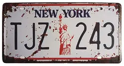 New York TJZ 243 Retro Vintage Auto License Plate Home Wall Decor Metal Tin Sign Plaque Embossed Tag Size 6 X 12