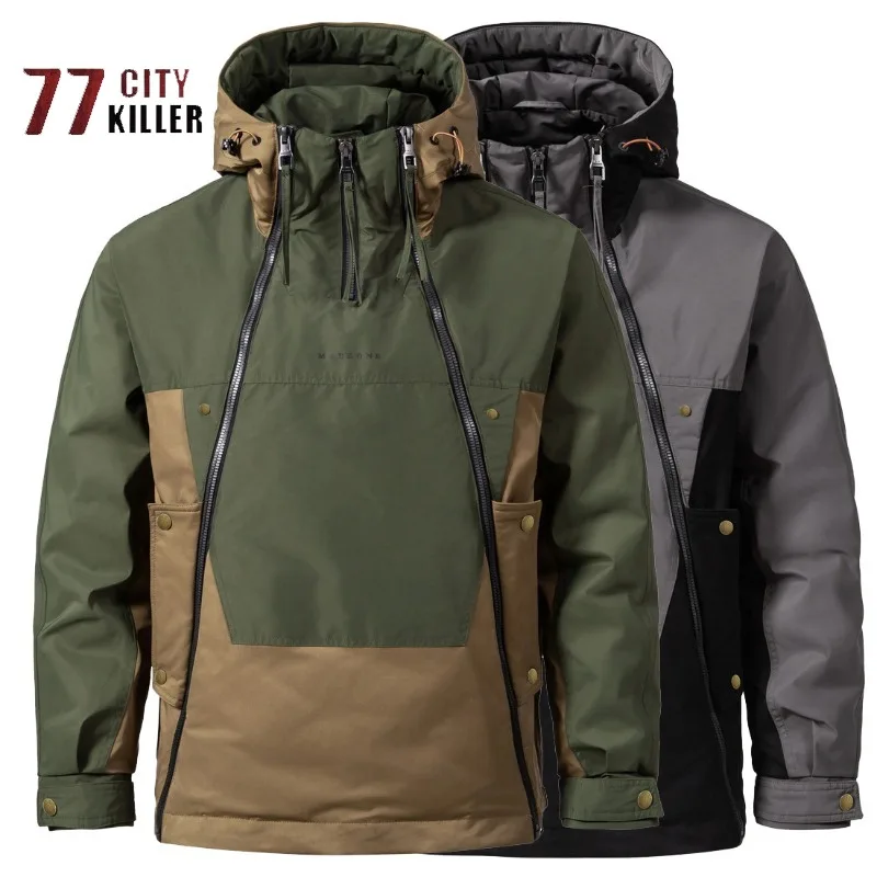 

Winter New American Double Zipper Men's Parka Casual Fashion Loose Hooded Jacket Men's Outdoor Sports Tactical Hunting Coat Ropa