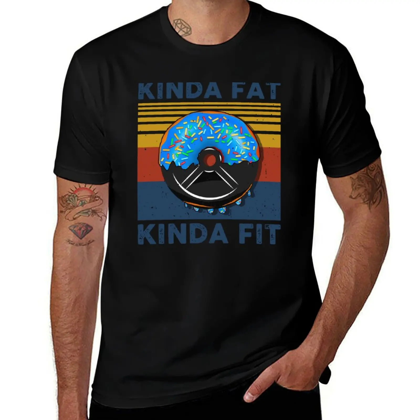 

Kinda Fat Kinda Fit Funny Fitness Lover Foodie T-Shirt man t shirt heavy cotton t shirt for man 100 percent cotton T-Shirt