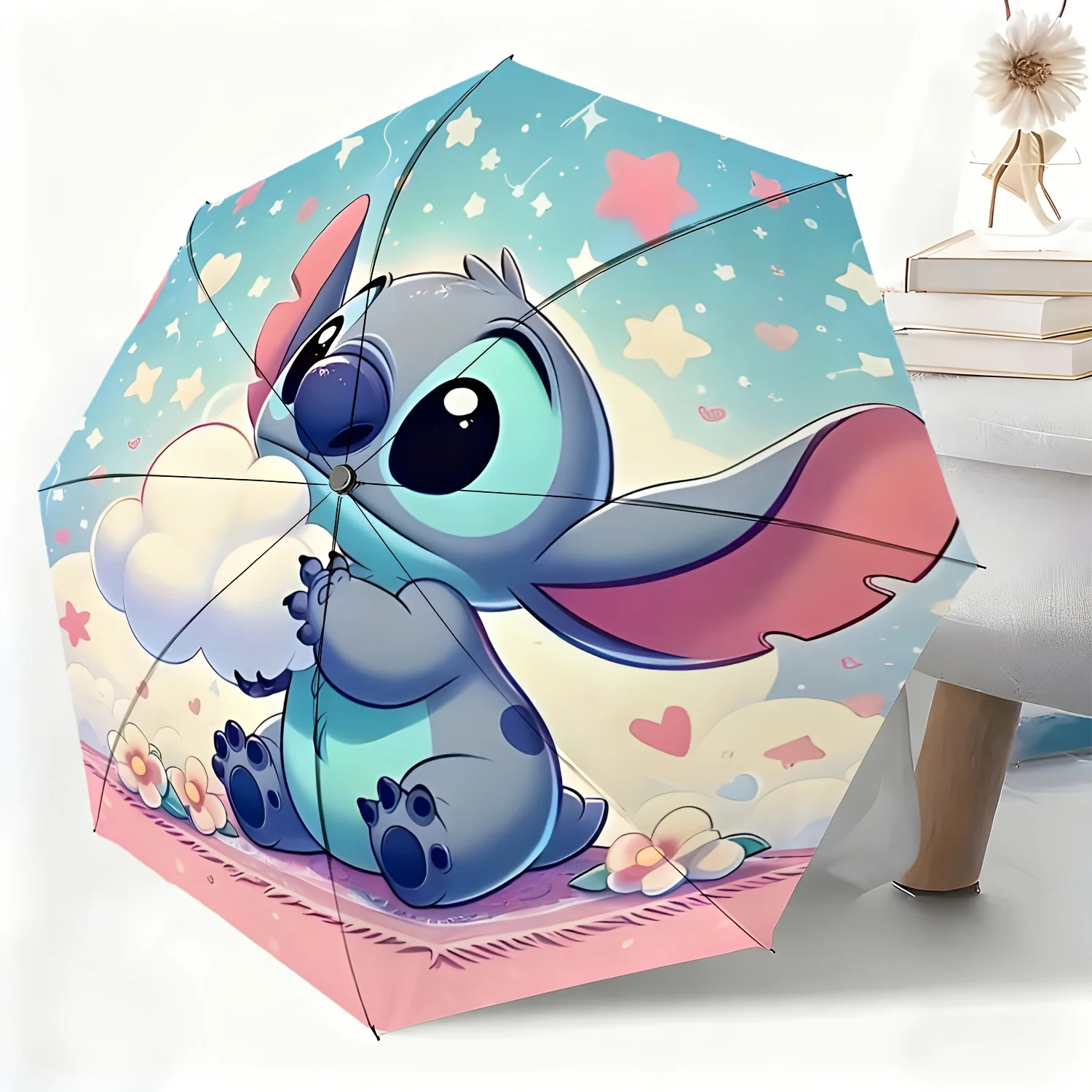 

Полностью автоматический зонт с изображением Стича от Disney, подходит для любых случаев, как зонт от солнца и дождя, портативный и удобный.