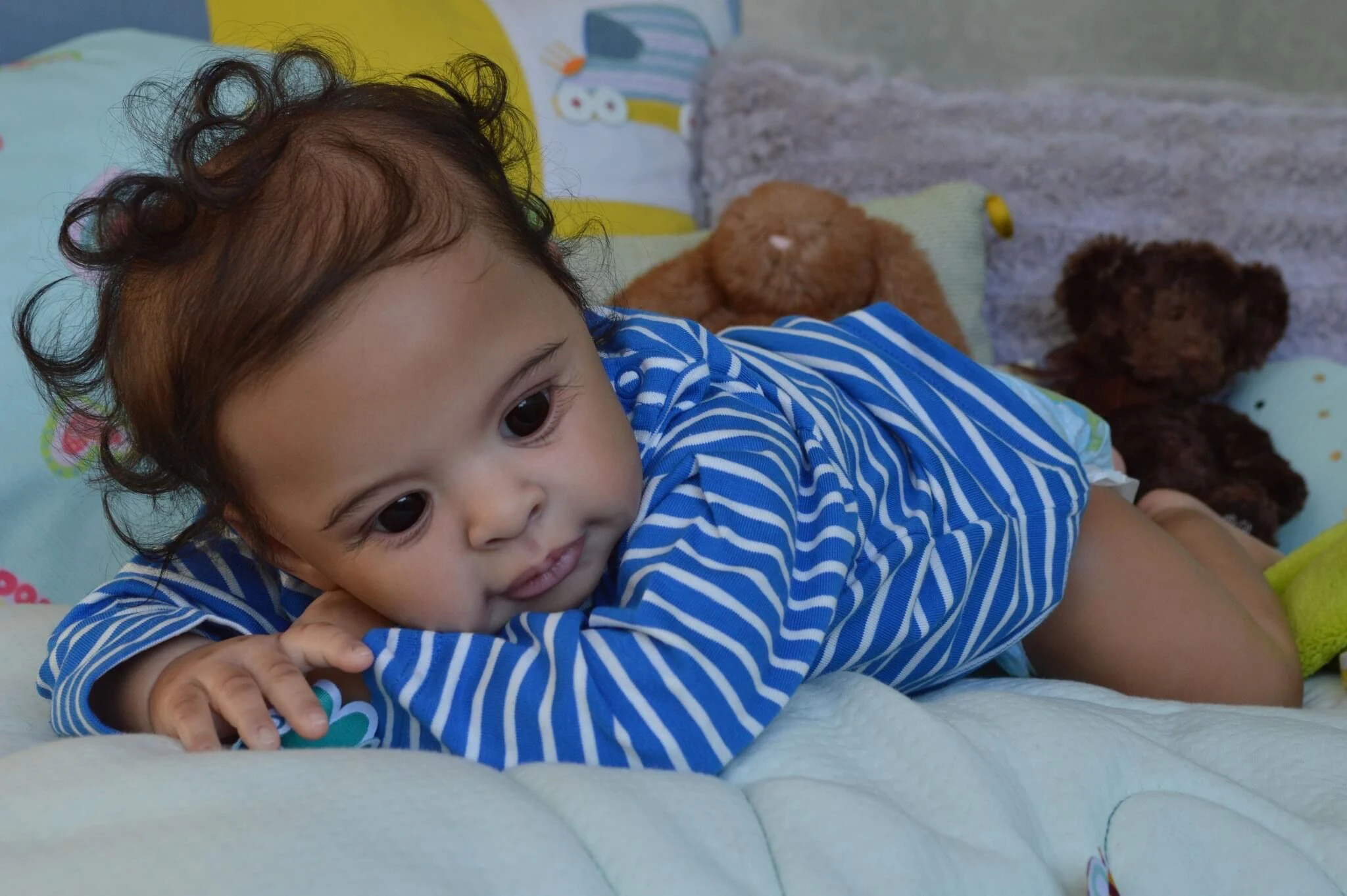 NPK 22inch Reborn Baby Doll Anthony Soft body with Dark Brown Skin Doll Lifelike really Baby Christmas Gift