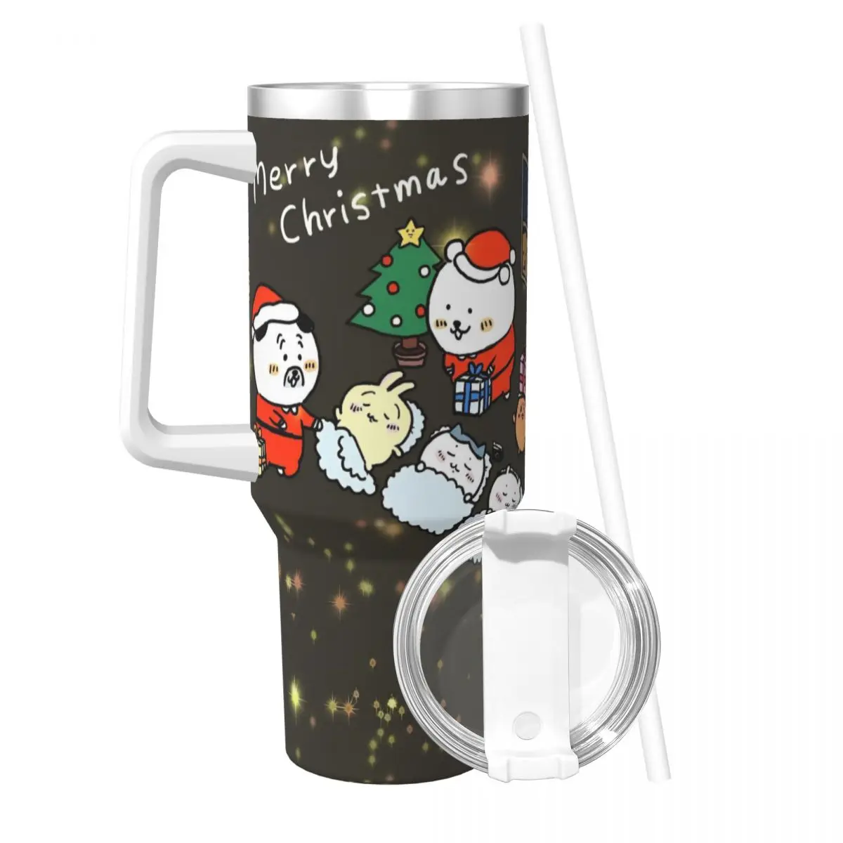 Stainless Steel Tumbler Kawaii Chiikawa Cartoon Mugs Cup With Straws Drinks Water Bottle Heat Preservation 40oz Coffee Mug