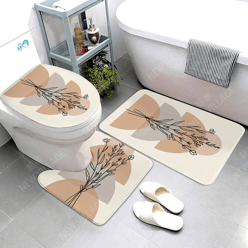 Anti-slip Bath Mat Bathroom Rug Shower Mat Decorative Absorbent Foot Mat Entrance Bathtub toilet rug boho Nordic plant leaf