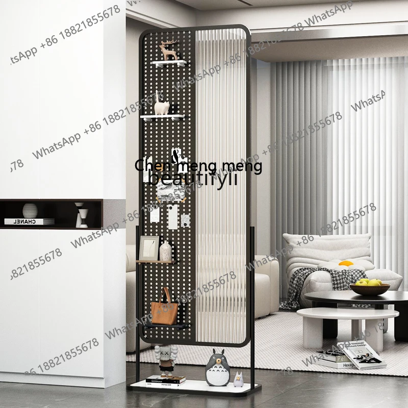 D178 New wrought iron hole plate screen glass partition living room entrance entrance shelf, water ripple seat screen