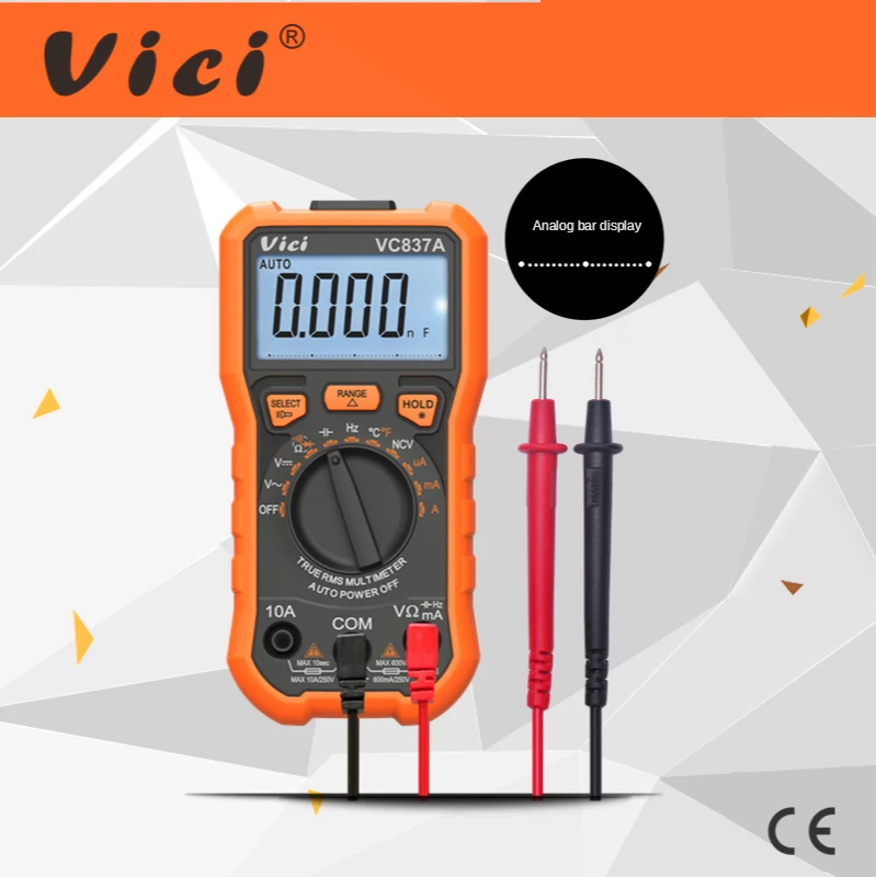 VICI 6000 Counting Digital Multimeter VC837A True Effective Value NCV High Quality High Accuracy Portable VC837 Analog Strip