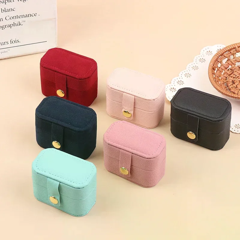 

Мини-портативная сумка для хранения ювелирных изделий, дорожная простая кожаная или бархатная кольцо, ожерелье, серьги, коробка для хранения, органайзер, подарочная коробка
