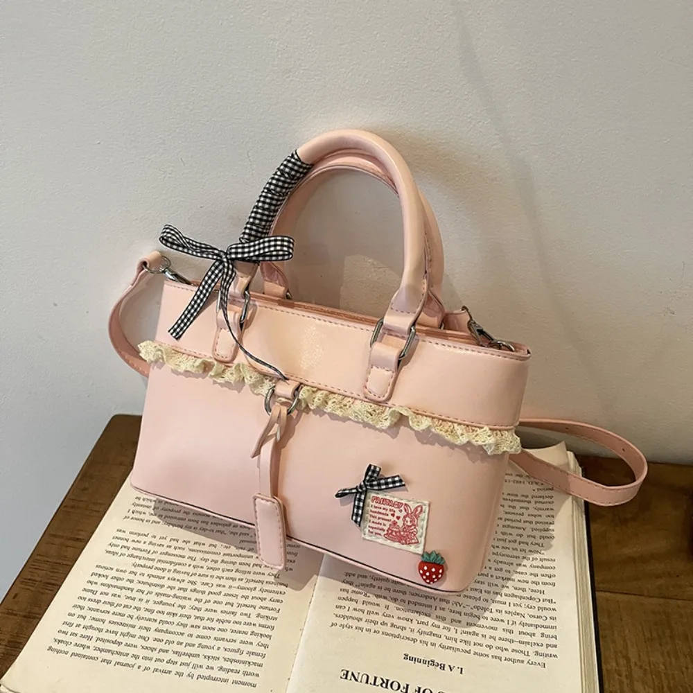 

Fashion Soft Woman Shoulder Bag Sweet Casual Crossbody Bucket Bag Lace Design Pu Leather Handbag Students