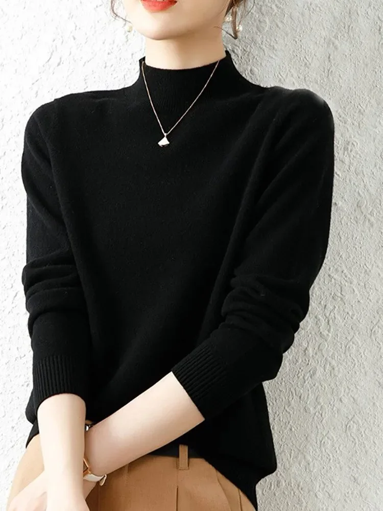 Autumn Winter Bottom Sweaters Women Fashion Chic Turtleneck Pullover Slim Long Sleeve Knitted Jumpers Soft Warm Pull Femme Top