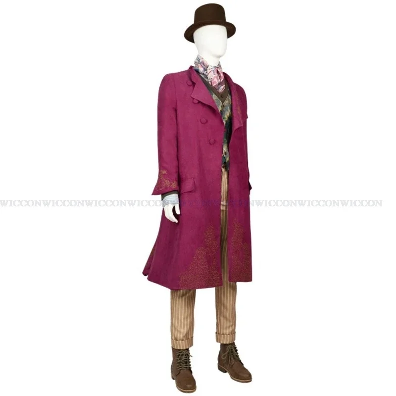 Willy Cosplay Costume Chalamet Wonca Cosplay Suit Outfits Movie Chocolate Wonk Factory Shoes Men Halloween Cosplay Clothes