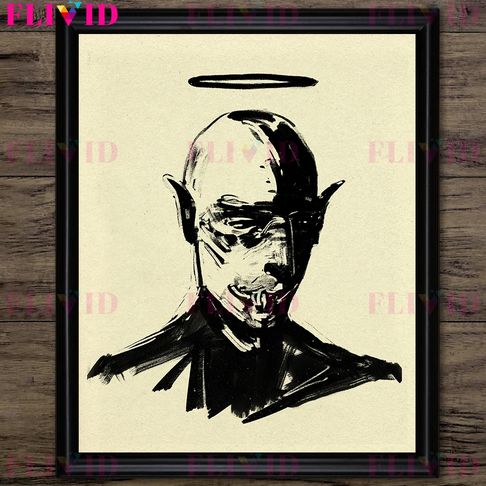 Demons And Shamans Vintage Wall Art Canvas Painting Creepy Black-White Horror Gothic Art Poster Print Home Decoration Unframed