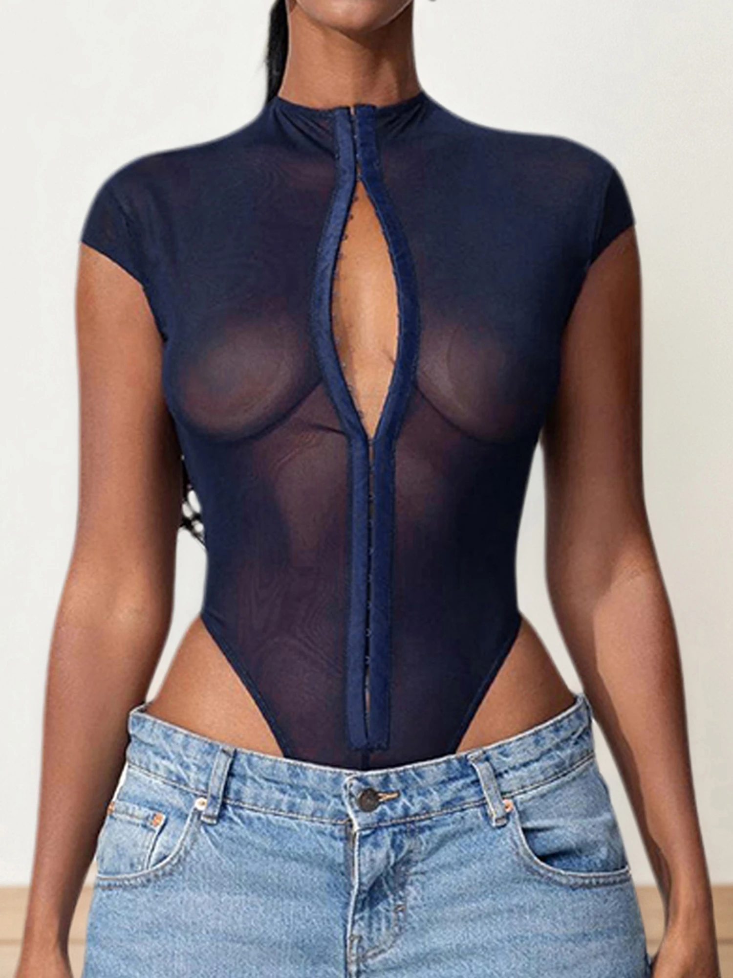 المرأة مثير الدانتيل ارتداءها الخامس الرقبة أكمام الملابس الداخلية تيدي عالية قطع يوتار بذلة بقماش شفاف رومبير ملابس النوم