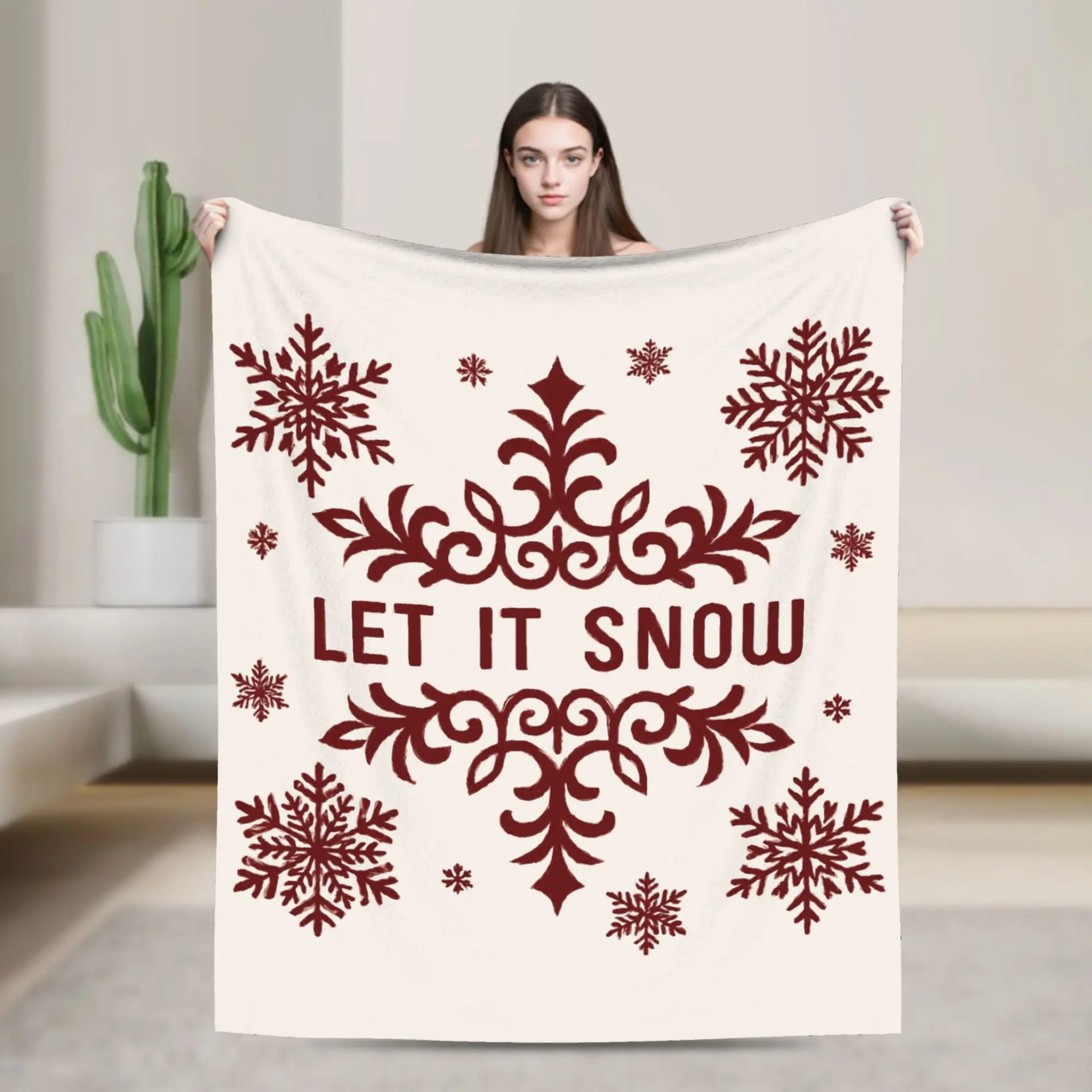 

Chrismas Snowflake Letter Blanket Soft Comfortable Plush Throw Blanket For Kids Adult Home Decor Flannel Bedspread Bed Cover