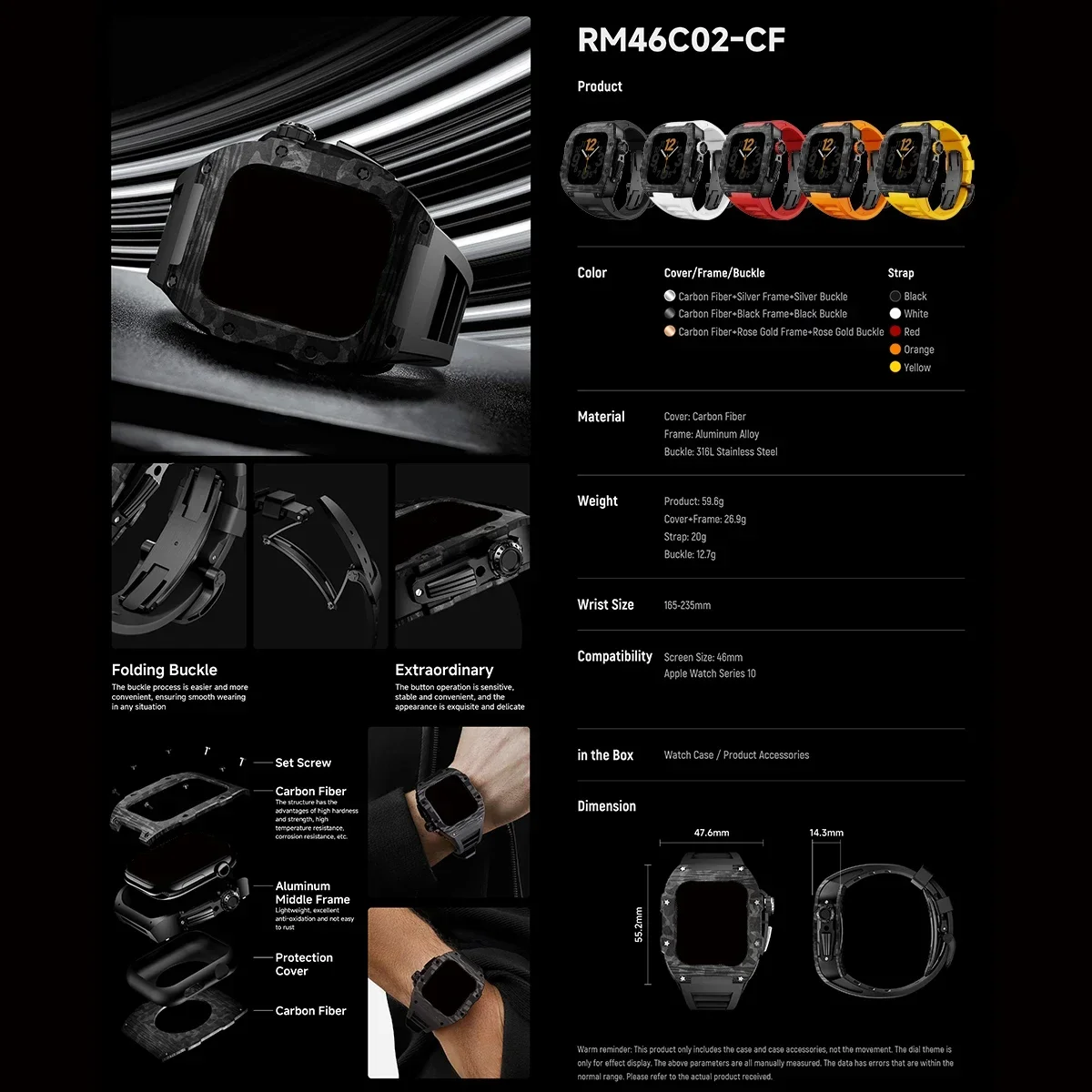 Luxury Modification Kit for Apple Watch Series 10 46mm Stainless Steel Protector Case Rubber Strap iWatch Band Accessories