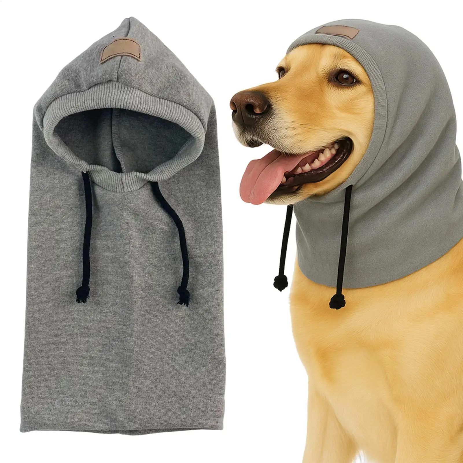 Wintermütze für Hunde, Lärmschutz, Halswärmer, Wintermütze für Haustiere mit verstellbarem Kordelzug für den Urlaub bei kaltem Wetter im Freien