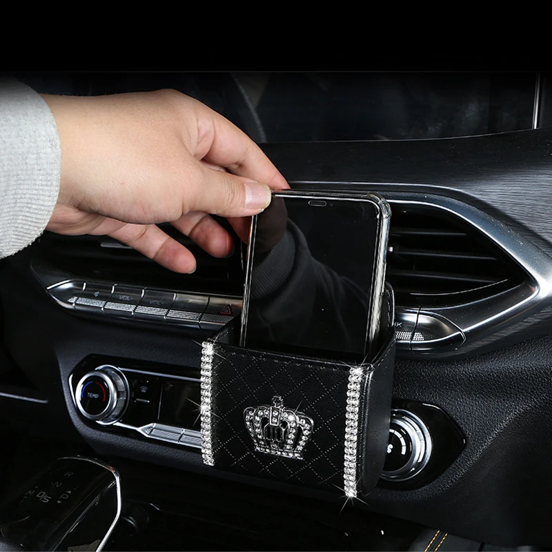 Car air conditioning outlet storage storage box car storage hanging bag car interior accessories mobile phone box car cute ladie