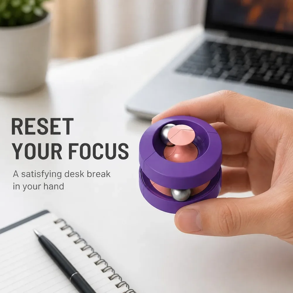 Pocket Orbit Roller Fidget Toy Smooth Steel Bead Track And Rotating Rings, Screen Free Desk Break Gifts For Adults, Teens & K 02