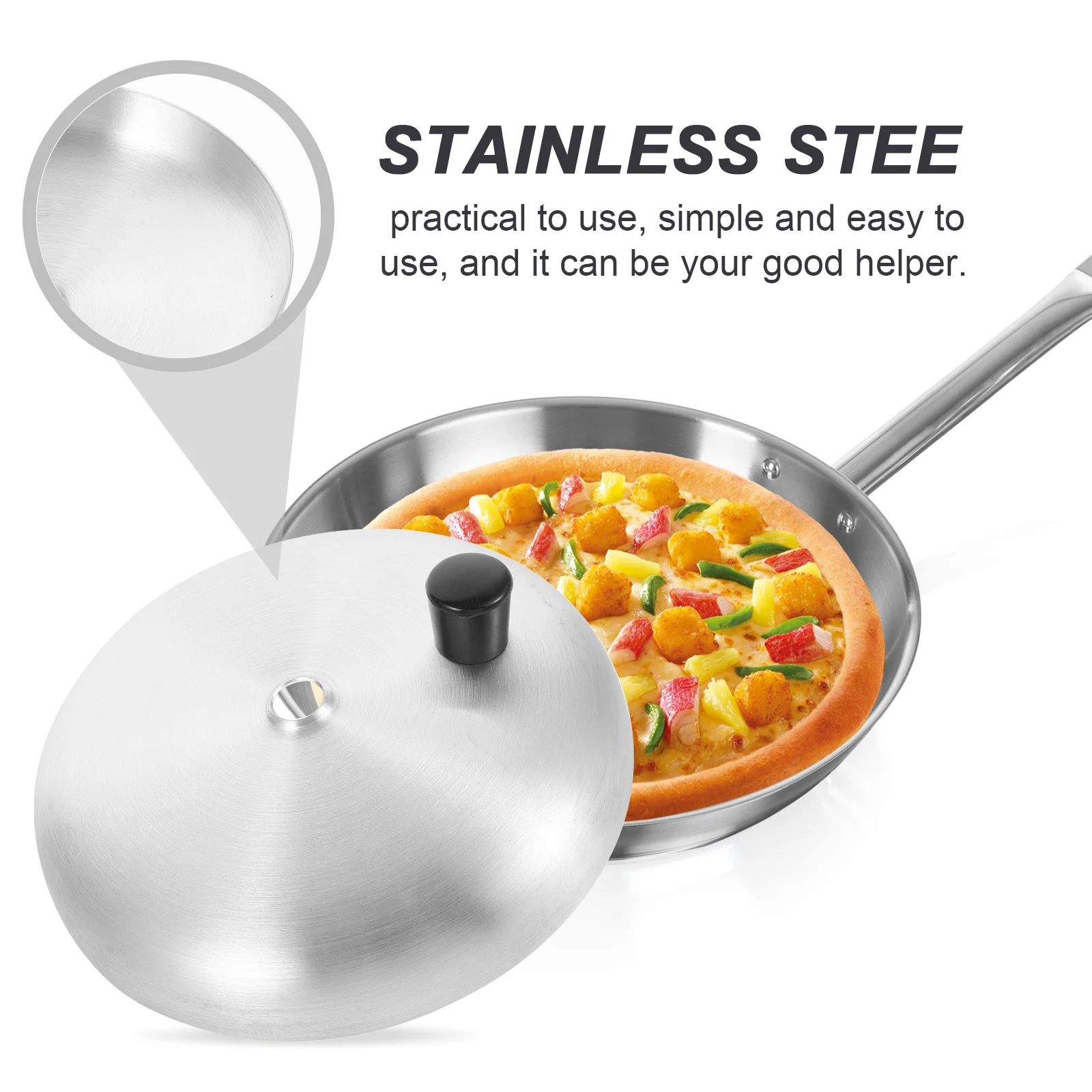

Stainless Steel Pot Lid Universal Metal Cooking Pot Cover Pan Lid Frying Pan Cover Stable Kitchen Helper