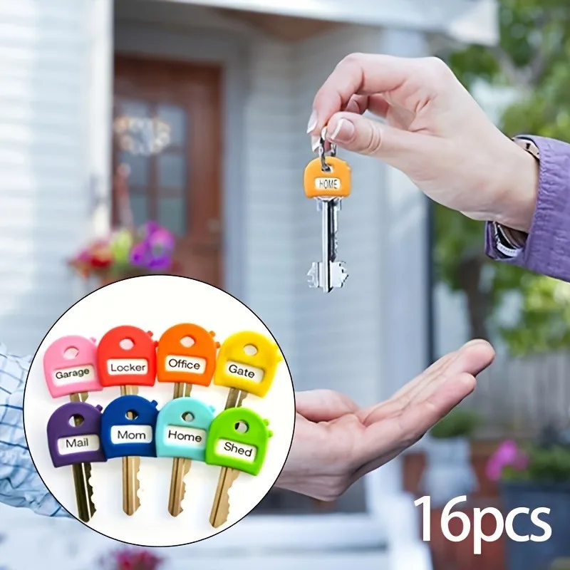 Key Cap Covers Silicone Identifier Set 16 Pieces Assorted Colors Organizer Label Tags For Home Office Desk Desktop Storage