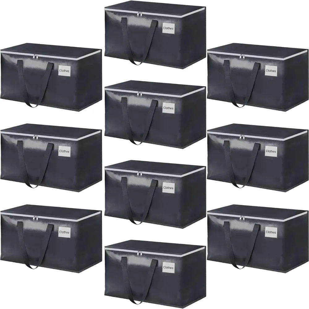 

Heavy Duty Moving Boxes-Moving Bags with Zipper, Reinforced Handles and Tag Pocket-Collapsible Moving Supplies-Totes