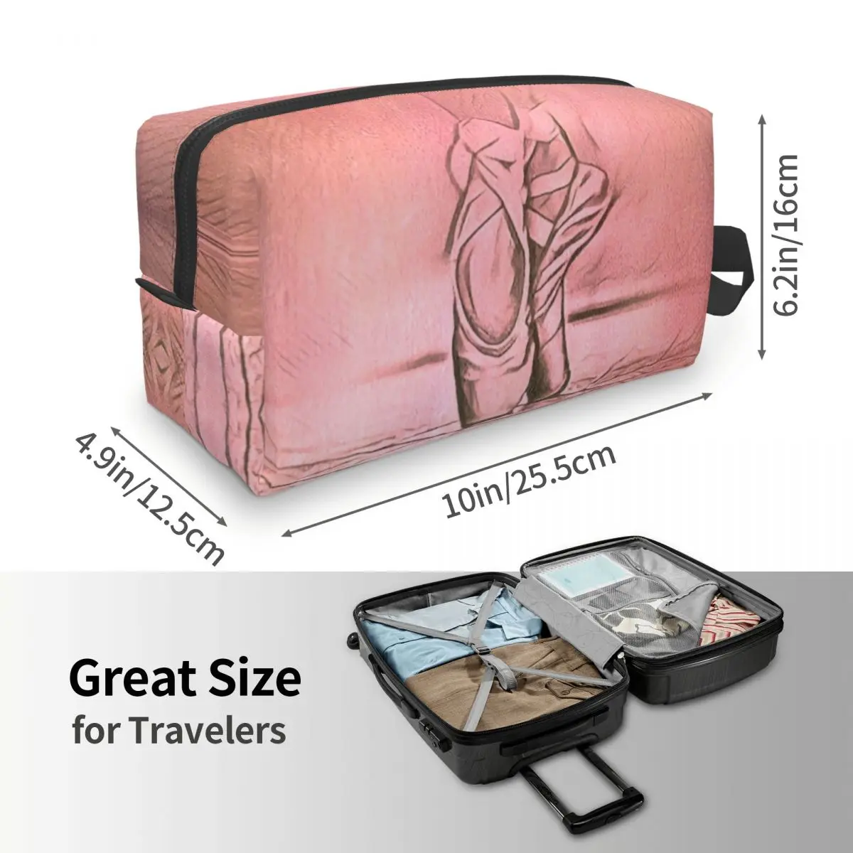 Custom Ballet Shoes Pink Toiletry Bag for Women Ballerina Dancer Cosmetic Makeup Organizer Lady Beauty Storage Dopp Kit Box