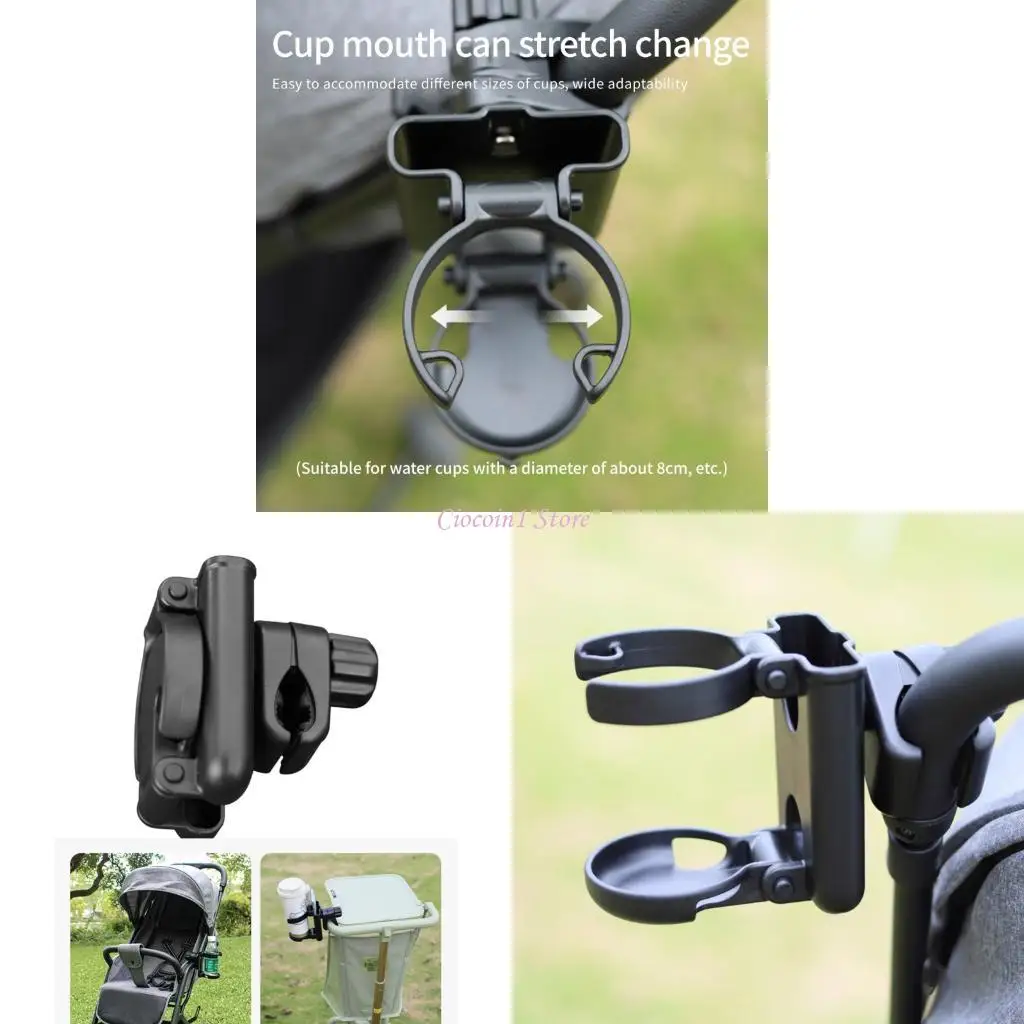 

Y1UB Ergonomic Strollers Bottle Holder Anti Slip Grip Phone Mount 360 Rotating Clamp