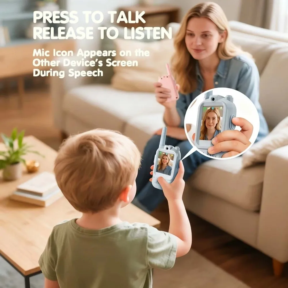 2PCS High-definition scherm Video Walkie Talkie Oproep met één klik Oplaadbare batterij Video Walkie Talkies USB-C Oplaadbaar