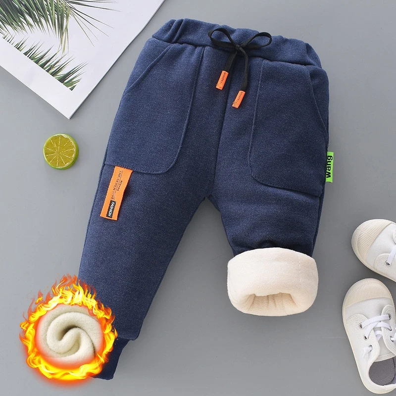 Winter Kid Thick Fleece Trousers Autumn 0-6Y Children Straight Warm Sports Pant Baby Girl Elastic Waist Jogger Sweatpant for Boy