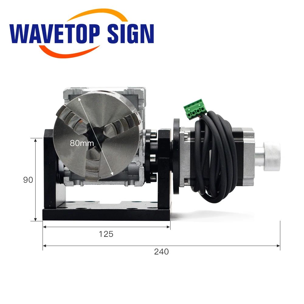 WaveTopSign Gearbox Rotary Worktable Chuck 80mm for Laser Marking Welding Cutting Machine