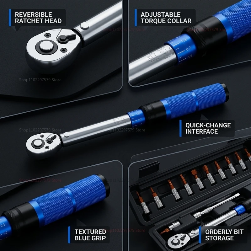15pcs Bicycle Torque Wrench Set 1/4 Inch Adjustable 2-24Nm Hex Wrench Kit for Bike Maintenance Repair and Assembly Suitable view 4