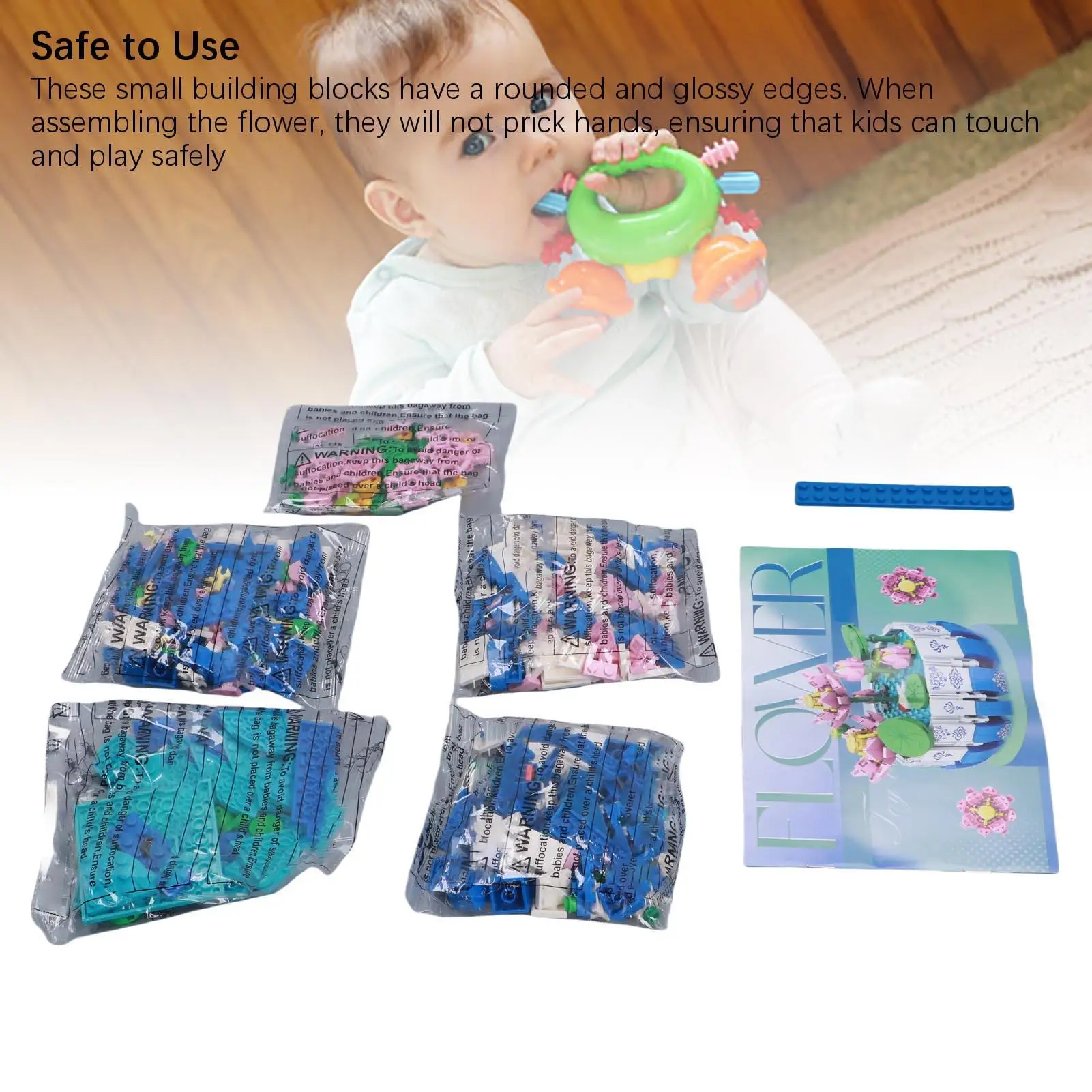 مجموعة مكعبات البناء للأطفال لعبة تجميع الزهور والأوعية التقليدية للأطفال الذين يلعبون التعليم المبكر