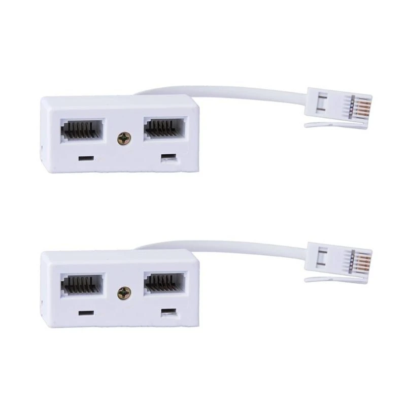 2Piece RJ11 Telephone Extension Cord with Noise Reductions Technology for Stable Home Office Telephony