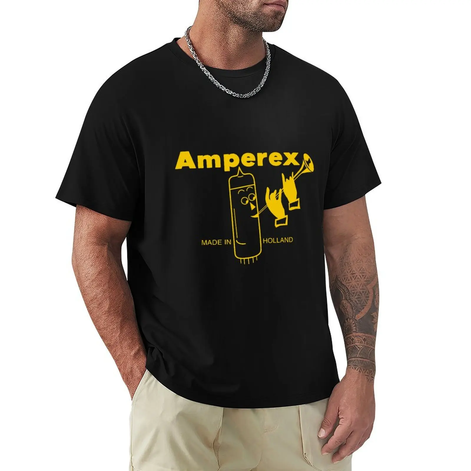 

Amperex Bugle Boy Tube Logo T-Shirt Trendy Print Short Sleeve T-Shirt