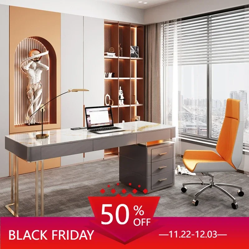 

Luxury Modern Office Desk Slate Table Wood Home Write Study Computer Office Desk Italian Work Rangement Bureau Furniture QF50OD