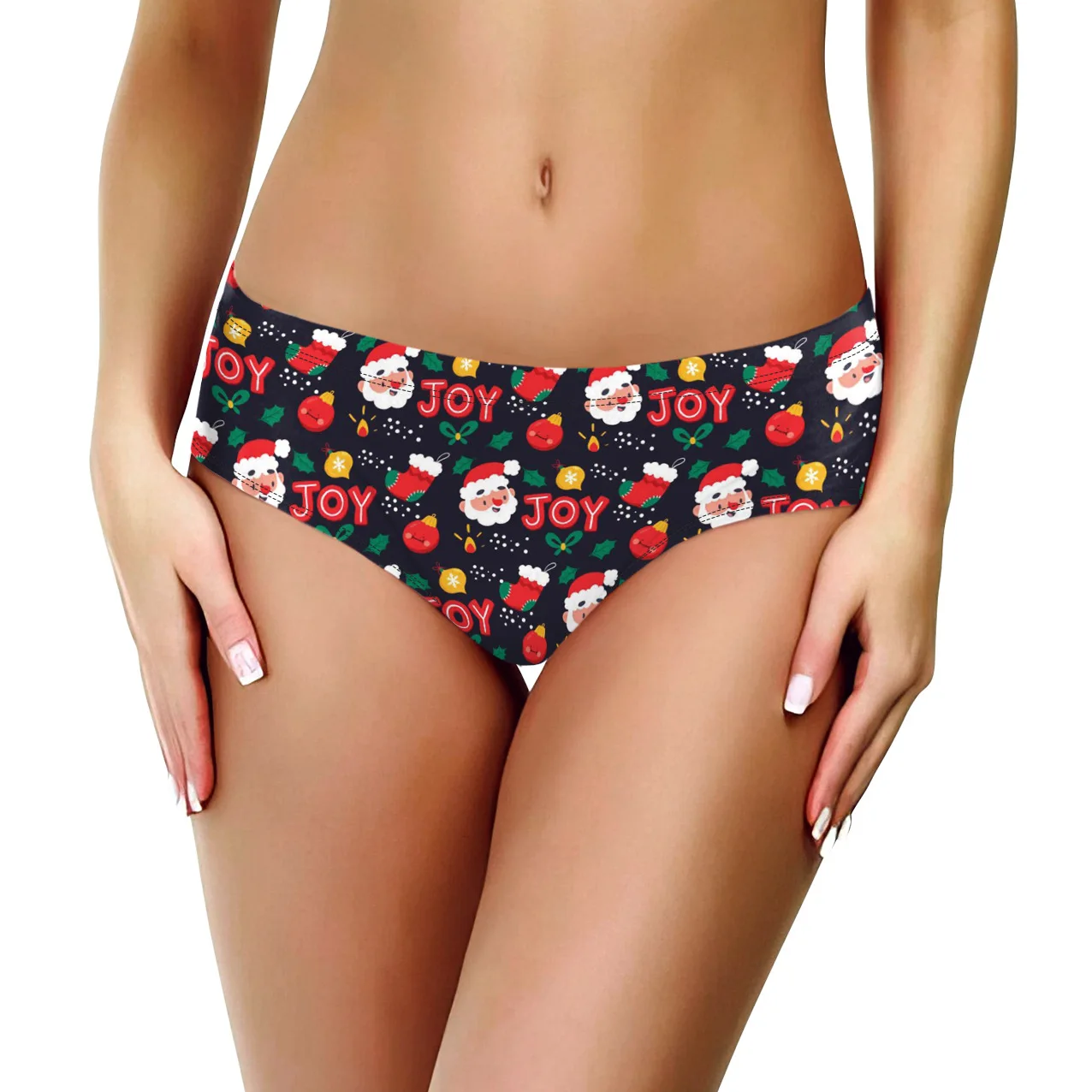 

Womens Christmas Santa Print Shorts Funny Underwear Brief Panties Women's Breathable Comfortable Underwear Christmas Panties