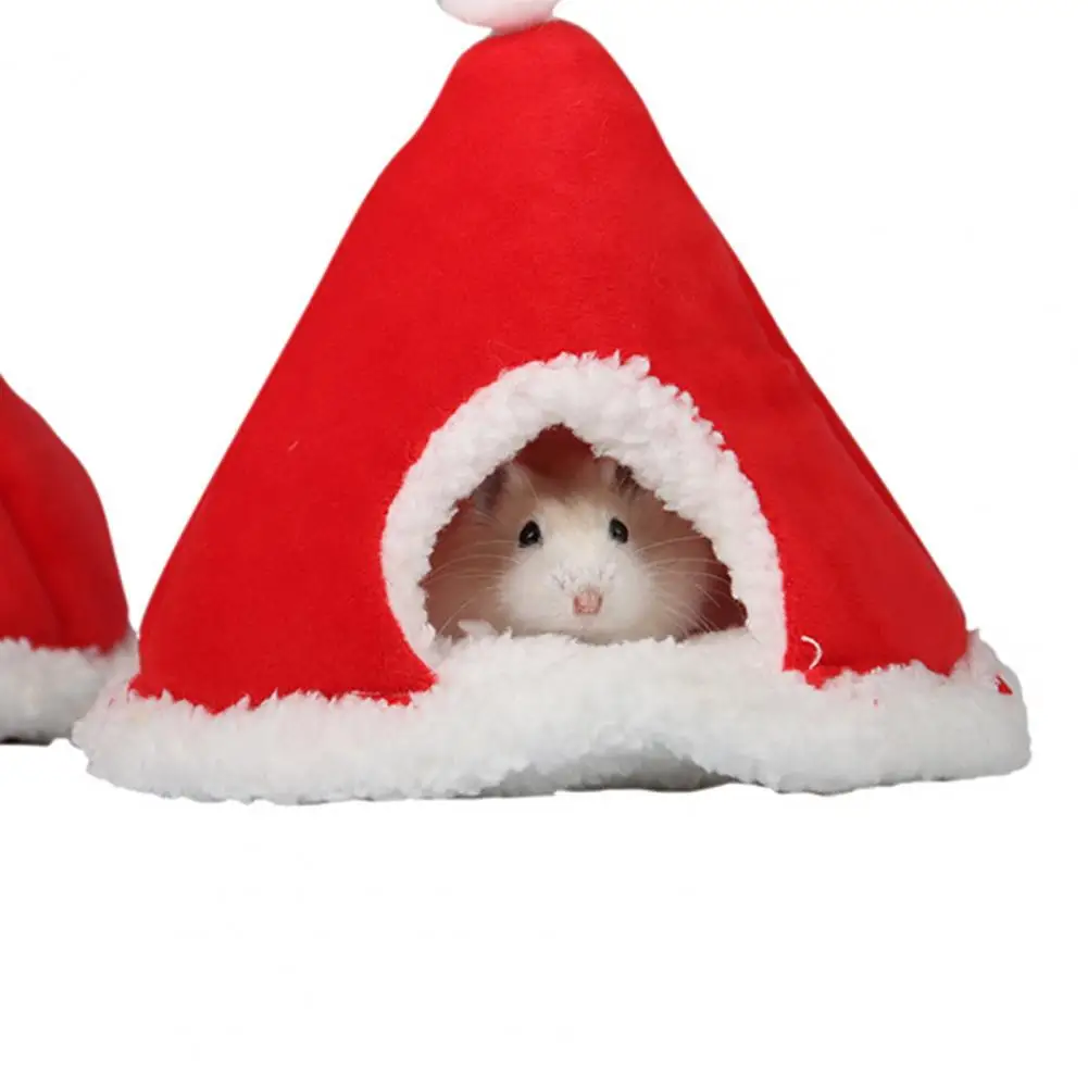 Christmas Pet Nest Santa Claus Hat Design Large Space Semi-enclosed Small Animals Pet Rat Hammock Pig Squirrel Winter House