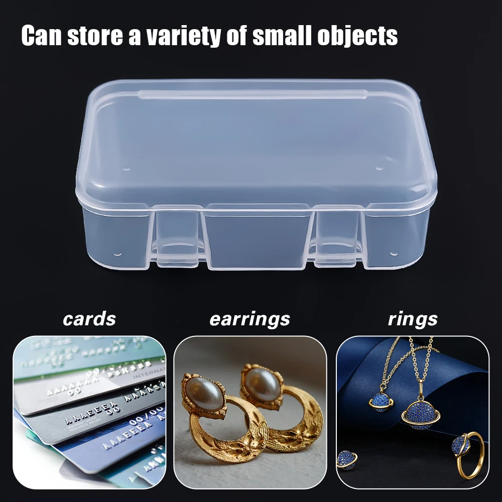 5pcs 9cm Length Large Transparent Storage Boxes Containers with Lids Small Clear Plastic Box for Bank Card Jewelry Packaging